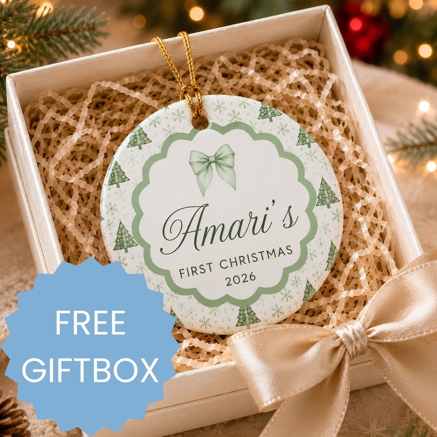 Baby's First Christmas Personalized Ceramic Ornament - BACHGEARS