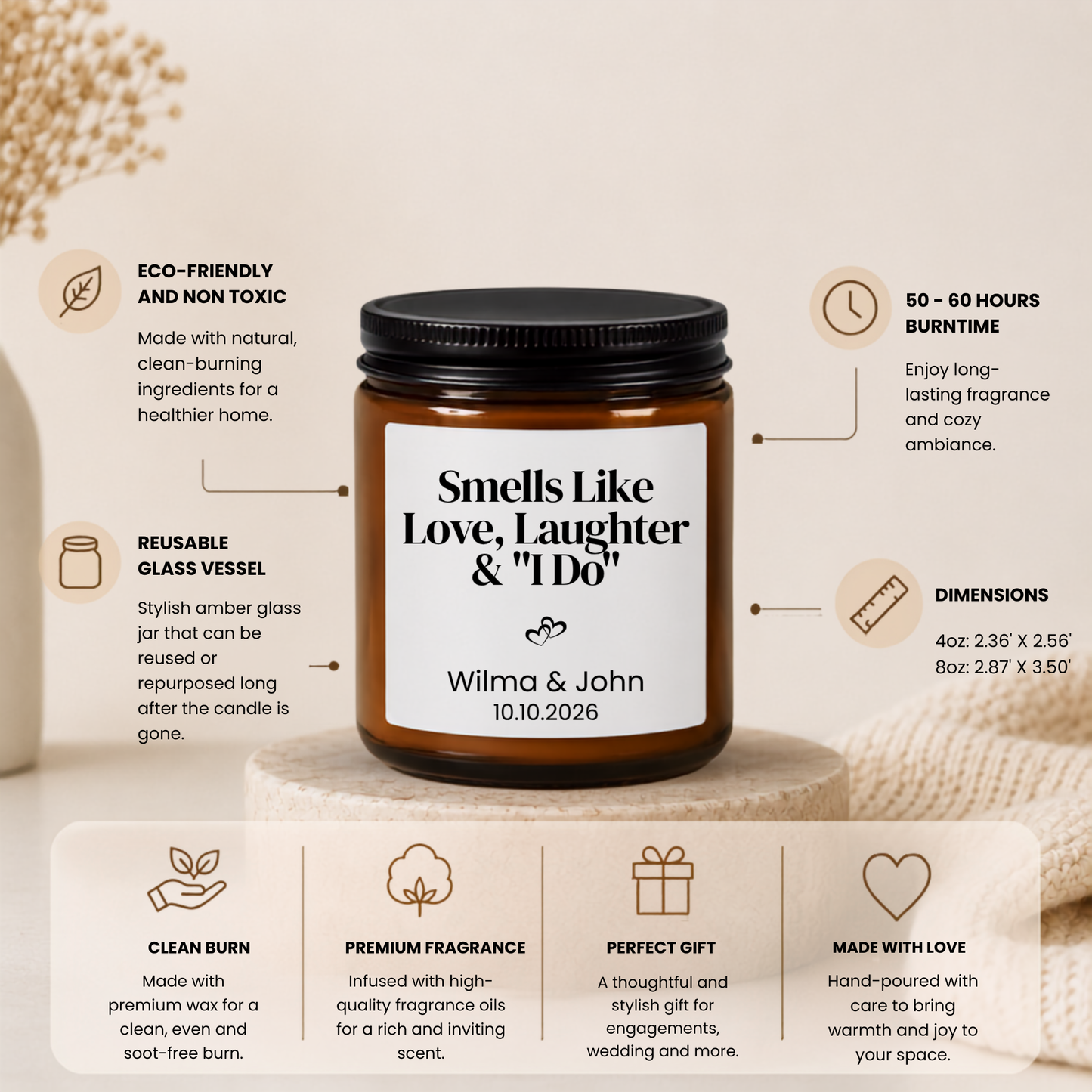 Personalized Wedding Favor Soy Candle - BACHGEARS