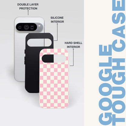 Pink Checkerboard Google Pixel Tough Phone Case
