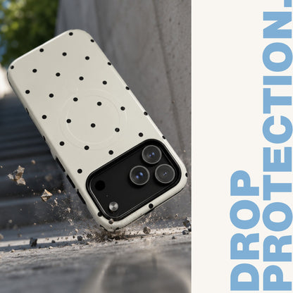 Cream Polka Dot MagSafe Tough iPhone Case