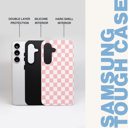 Pink Checkerboard Samsung Tough Phone Case