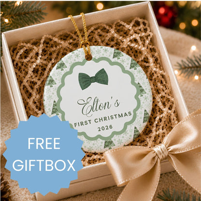 Baby Boy's First Christmas Personalized Ceramic Ornament - BACHGEARS