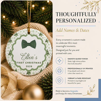 Baby Boy's First Christmas Personalized Ceramic Ornament - BACHGEARS