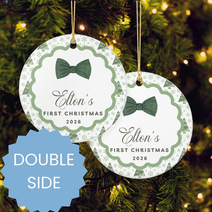 Baby Boy's First Christmas Personalized Ceramic Ornament - BACHGEARS