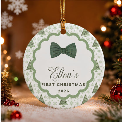 Baby Boy's First Christmas Personalized Ceramic Ornament - BACHGEARS