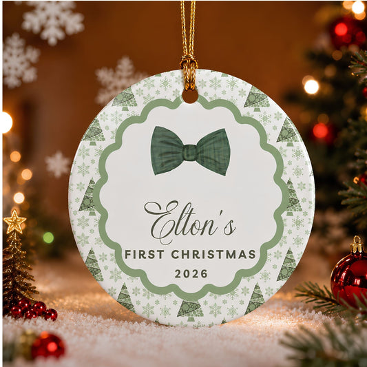 Baby Boy's First Christmas Personalized Ceramic Ornament - BACHGEARS