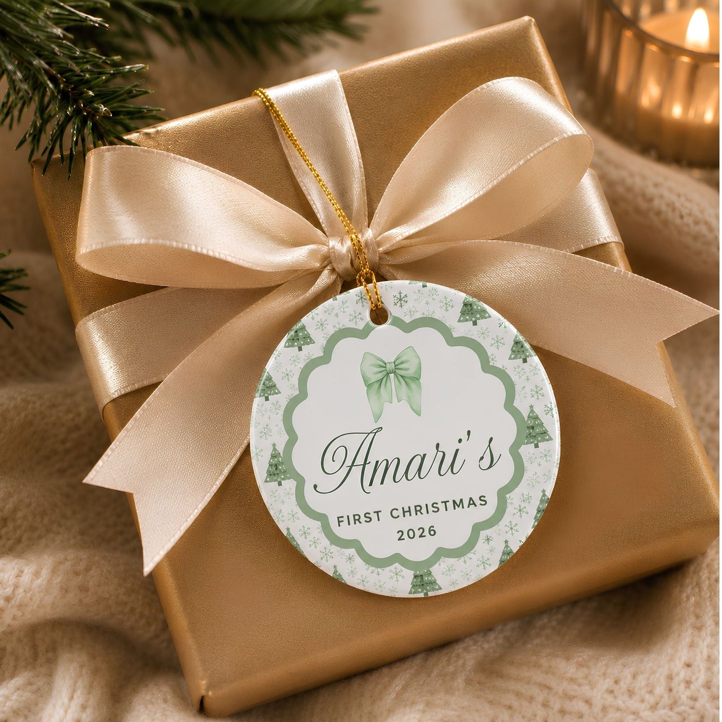 Baby's First Christmas Personalized Ceramic Ornament - BACHGEARS