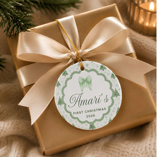 Baby's First Christmas Personalized Ceramic Ornament - BACHGEARS