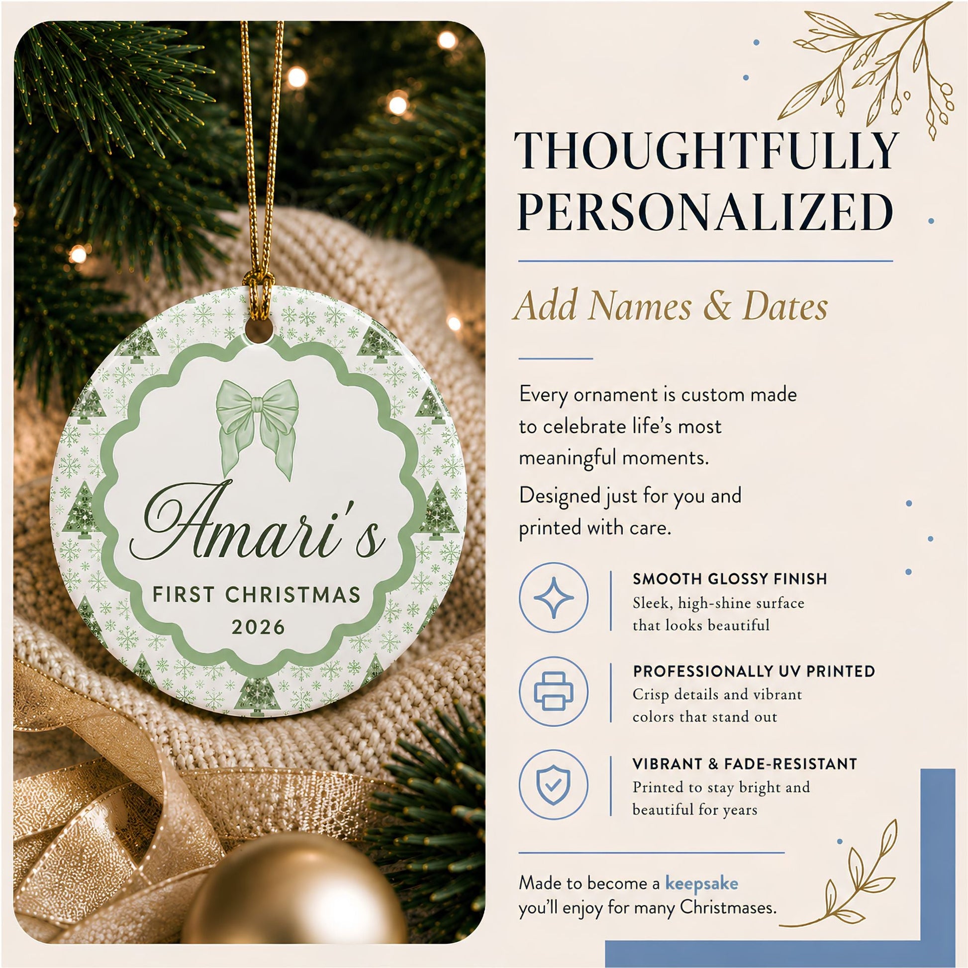 Baby's First Christmas Personalized Ceramic Ornament - BACHGEARS