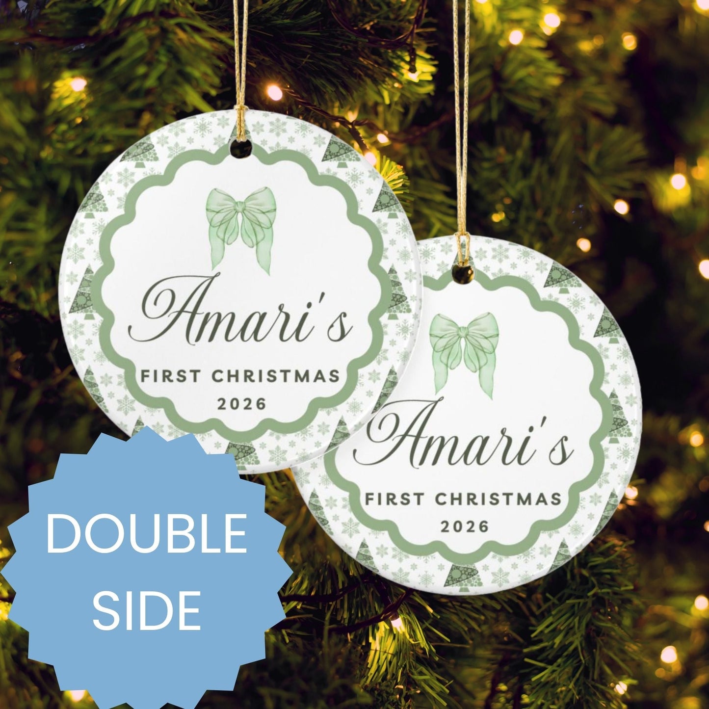 Baby's First Christmas Personalized Ceramic Ornament - BACHGEARS