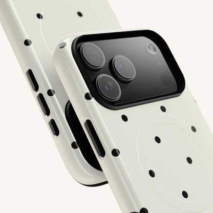 Cream Polka Dot MagSafe Tough iPhone Case - BACHGEARS
