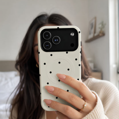 Cream Polka Dot MagSafe Tough iPhone Case - BACHGEARS