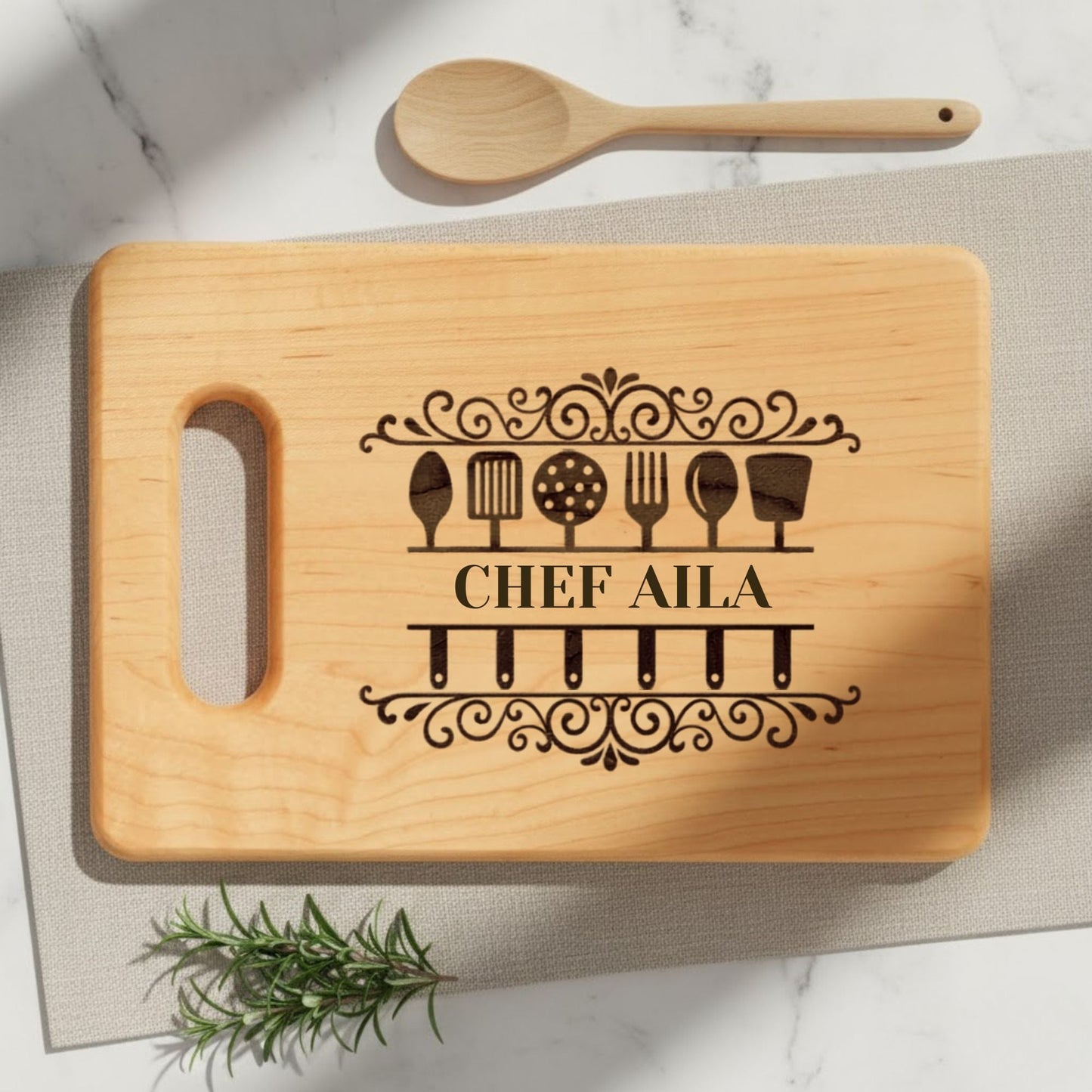 Engraved Custom Name Wooden Cutting Board - BACHGEARS