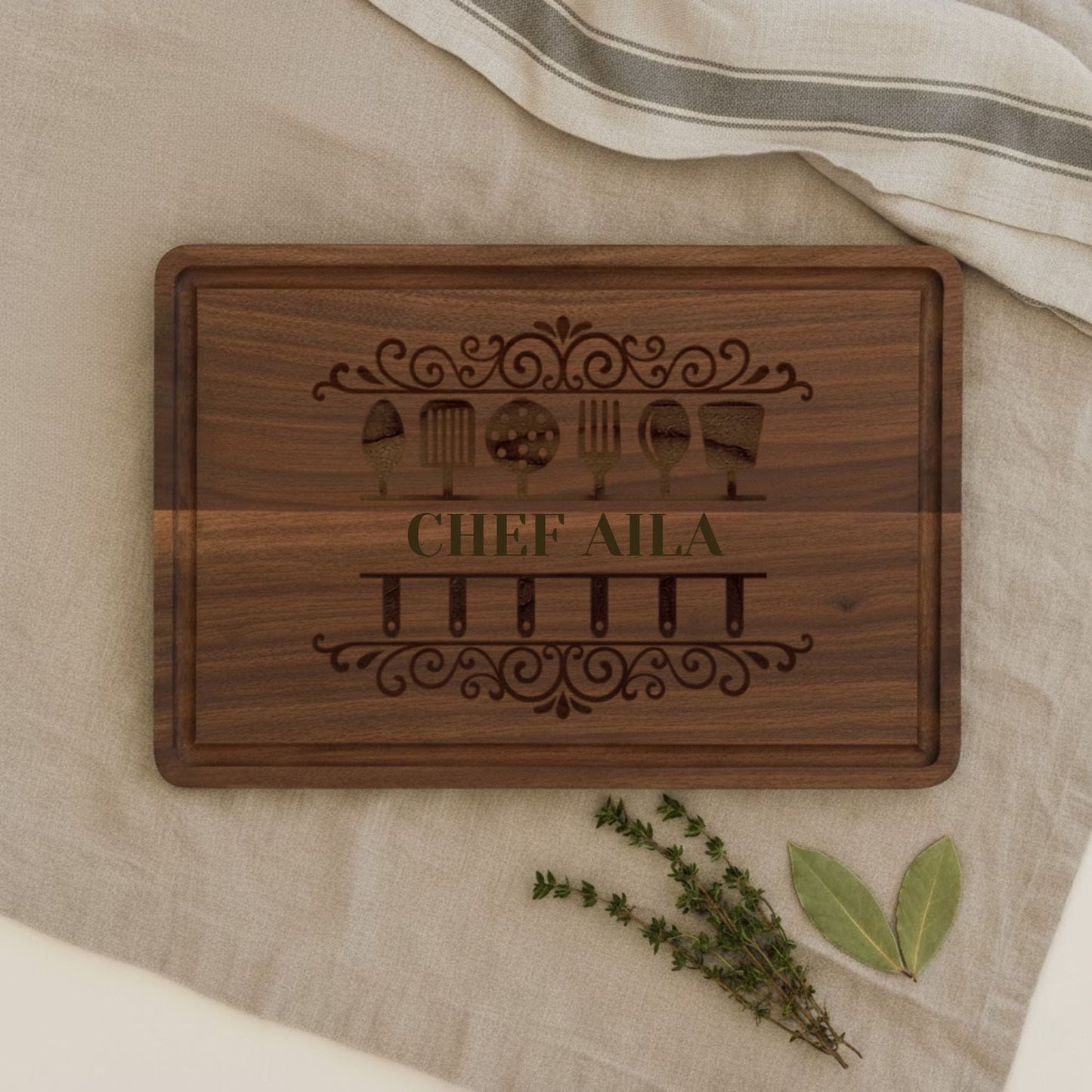 Engraved Custom Name Wooden Cutting Board - BACHGEARS