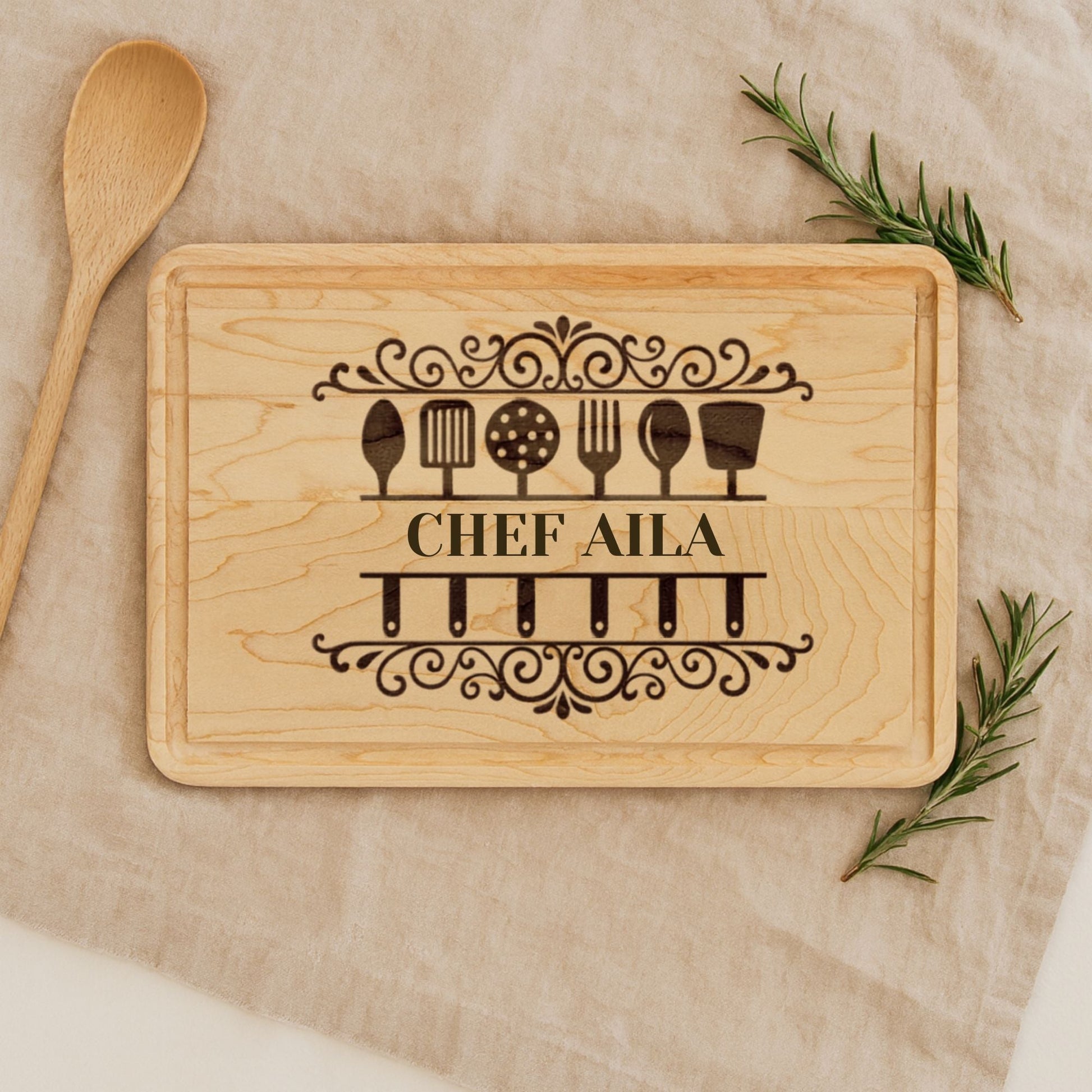 Engraved Custom Name Wooden Cutting Board - BACHGEARS