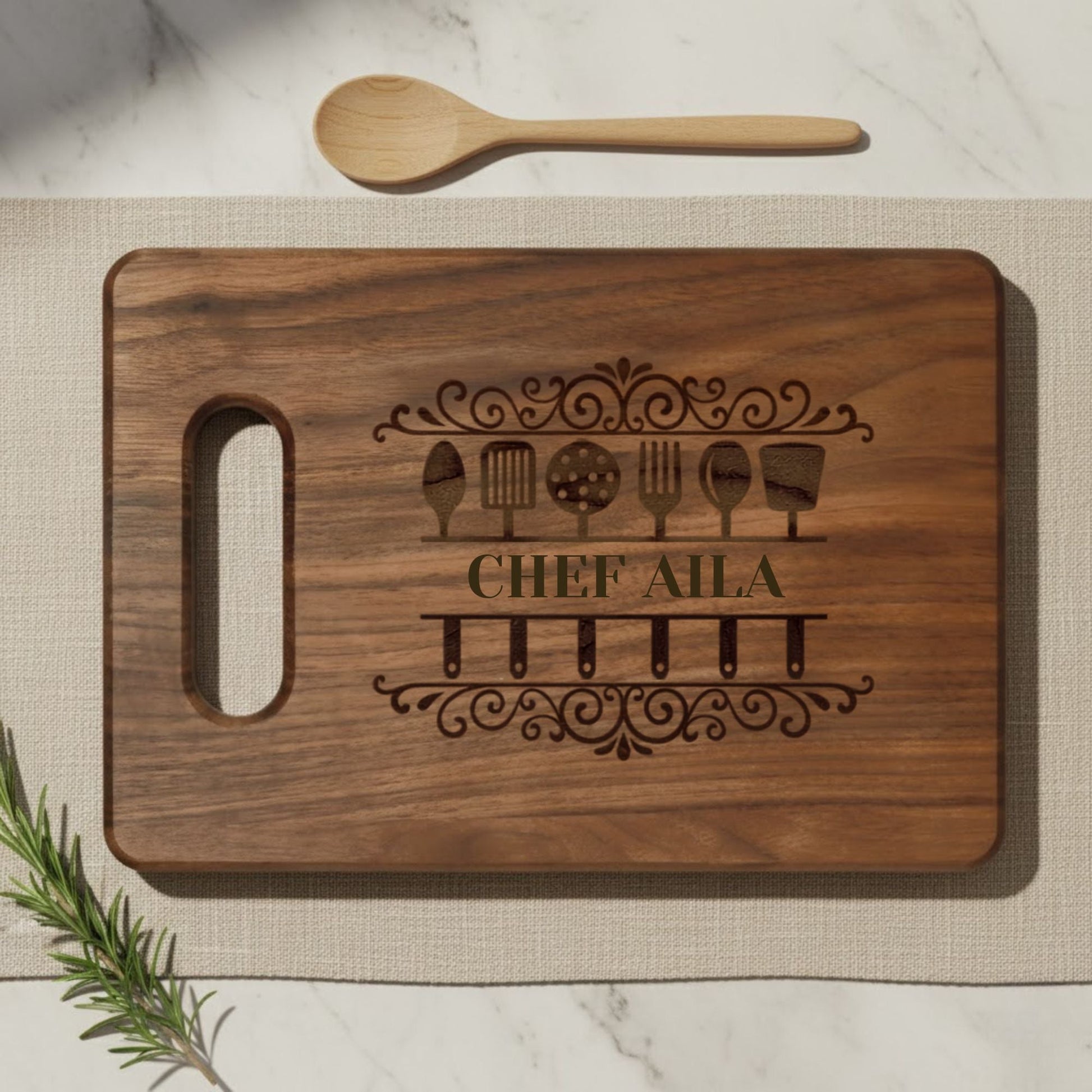 Engraved Custom Name Wooden Cutting Board - BACHGEARS
