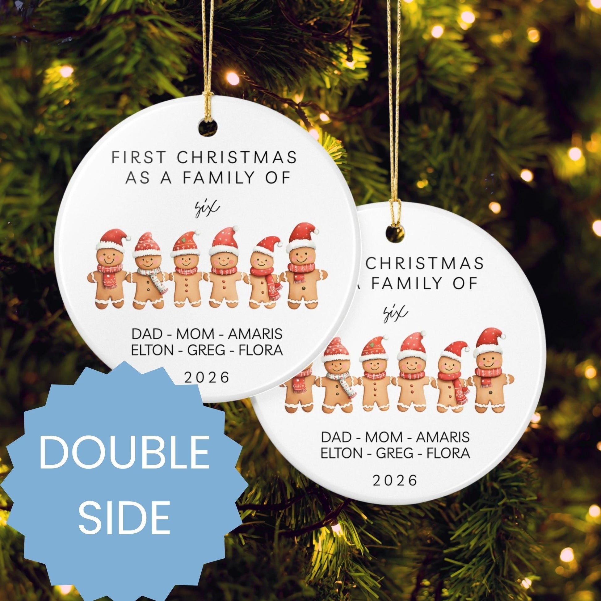 First Christmas as a Family of 6 Ceramic Ornament - BACHGEARS