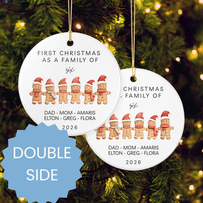 First Christmas as a Family of 6 Ceramic Ornament - BACHGEARS