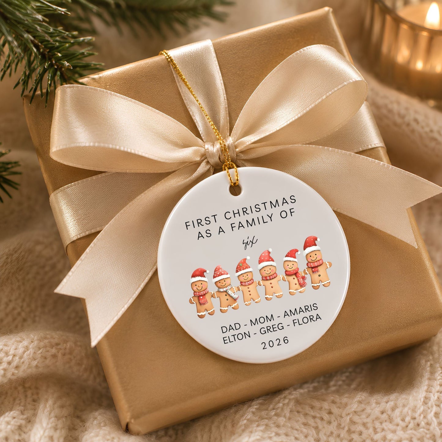 First Christmas as a Family of 6 Ceramic Ornament - BACHGEARS