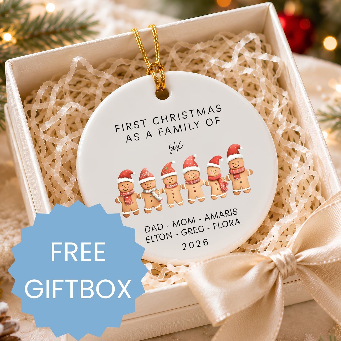 First Christmas as a Family of 6 Ceramic Ornament - BACHGEARS