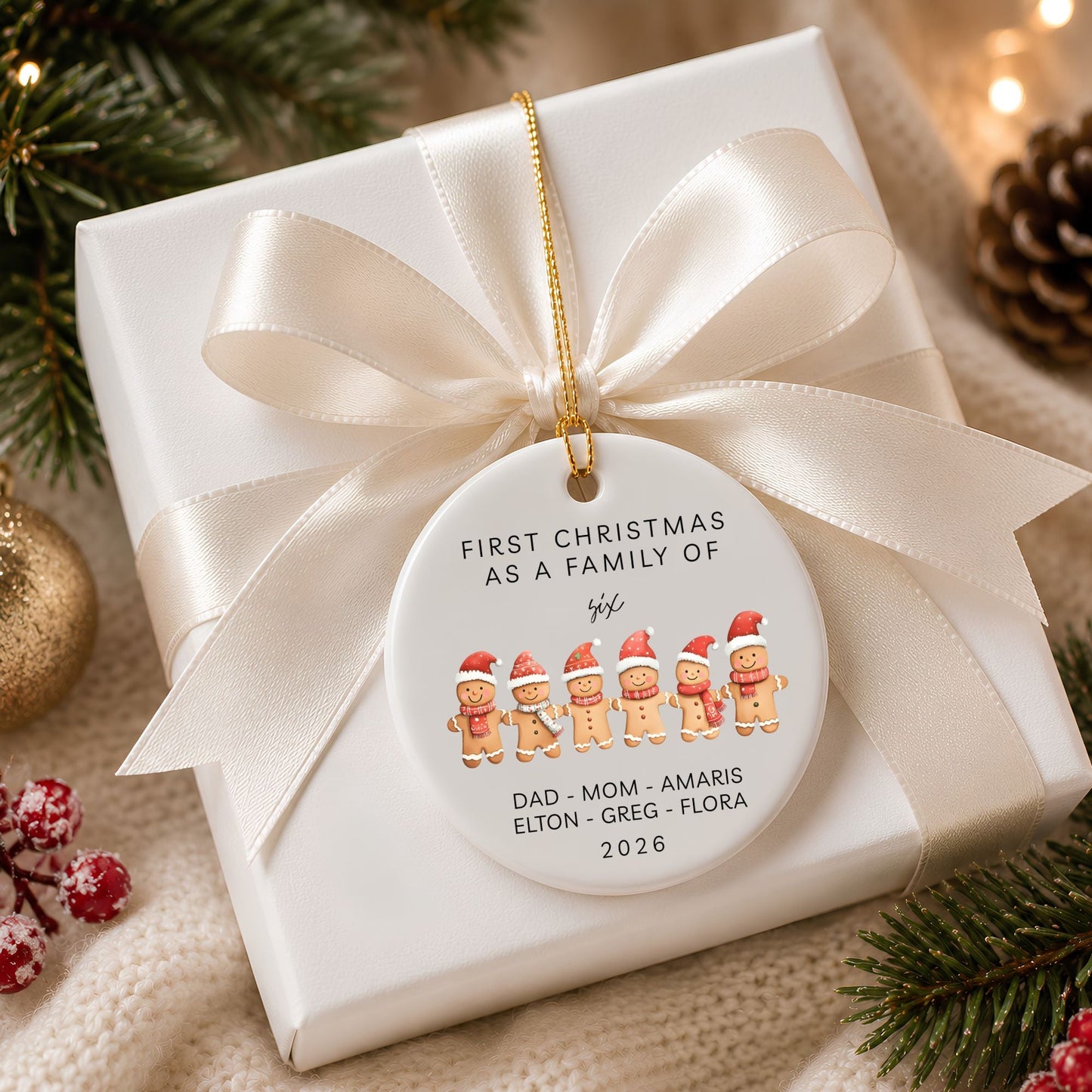 First Christmas as a Family of 6 Ceramic Ornament - BACHGEARS
