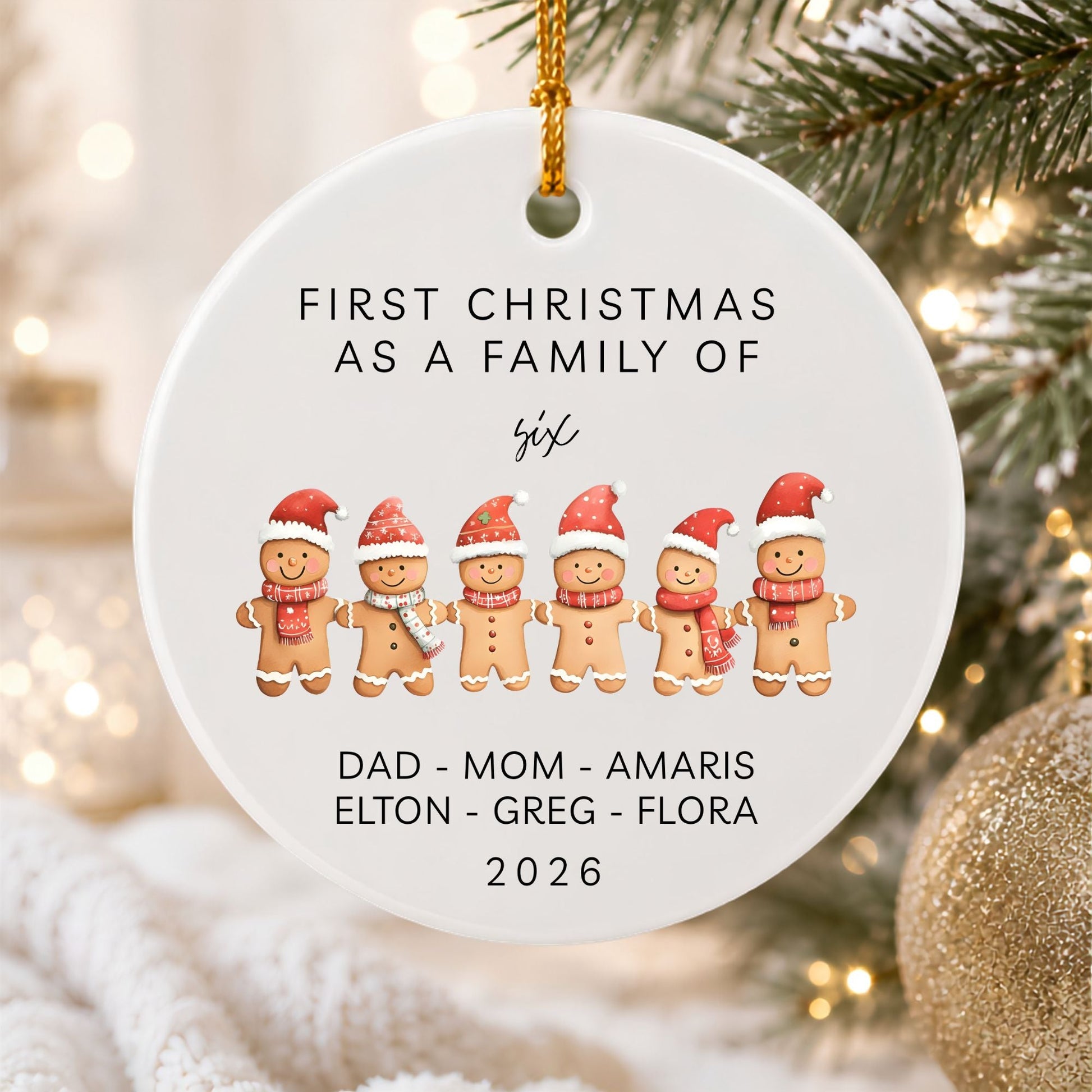 First Christmas as a Family of 6 Ceramic Ornament - BACHGEARS