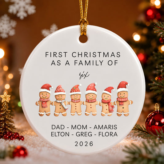 First Christmas as a Family of 6 Ceramic Ornament - BACHGEARS