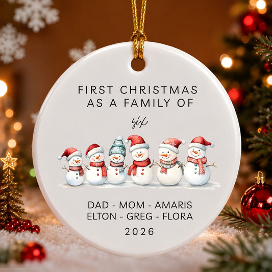 First Christmas as a Family of Six Ceramic Ornament - BACHGEARS