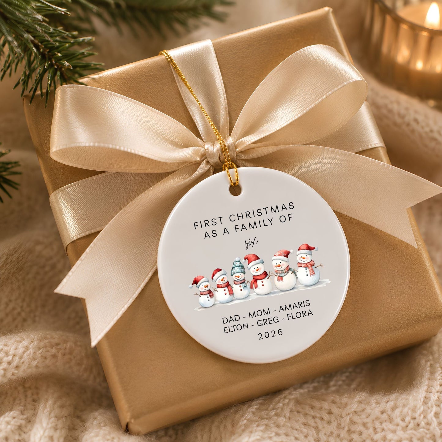First Christmas as a Family of Six Ceramic Ornament - BACHGEARS