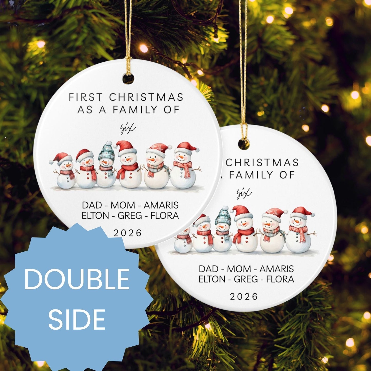 First Christmas as a Family of Six Ceramic Ornament - BACHGEARS