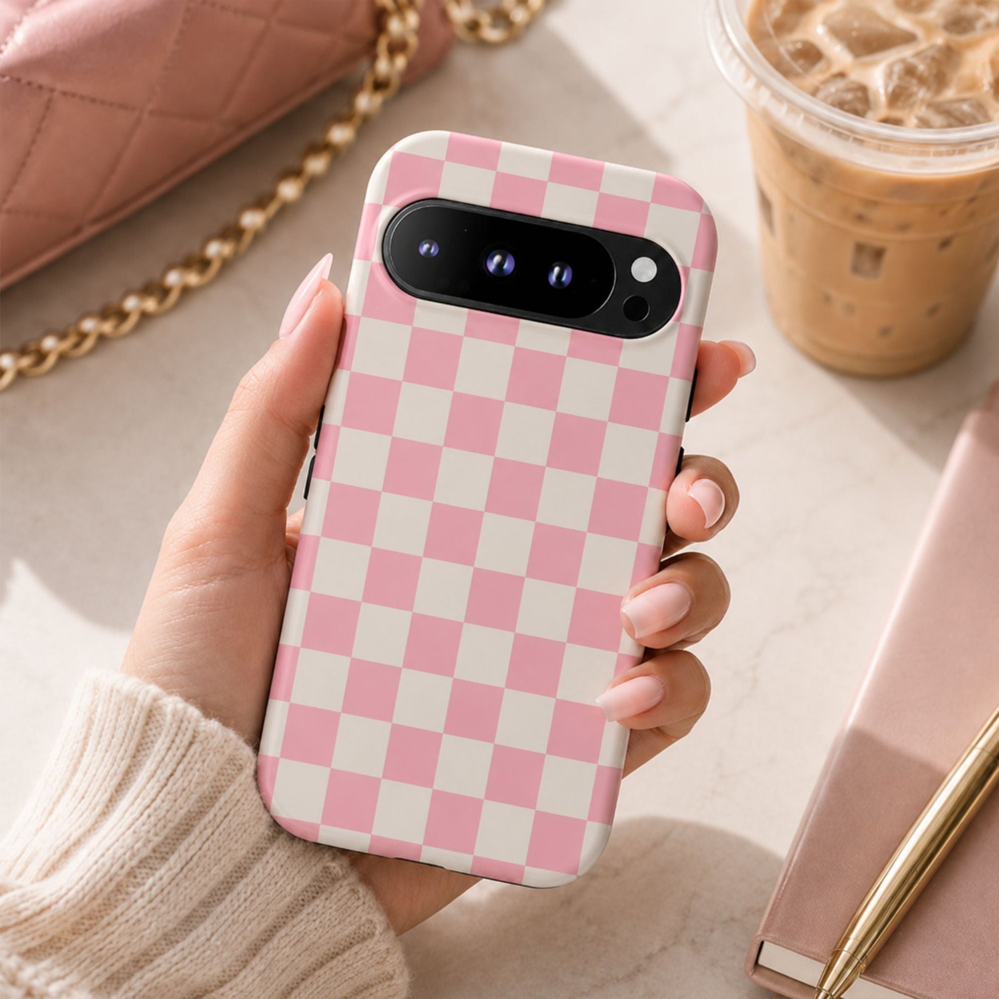 Pink Checkerboard Google Pixel Tough Phone Case - BACHGEARS