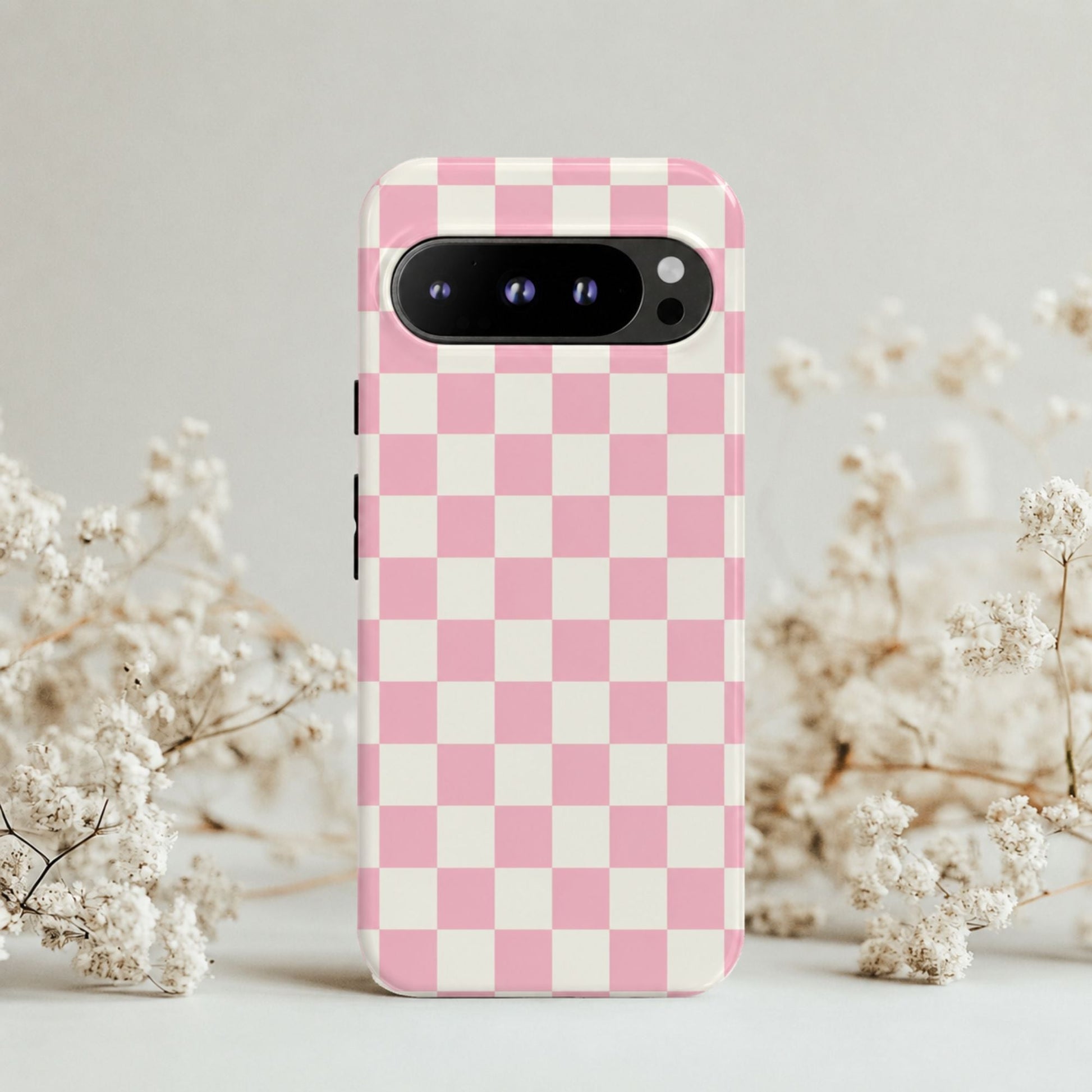 Pink Checkerboard Google Pixel Tough Phone Case - BACHGEARS