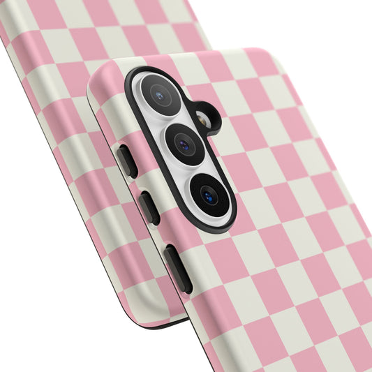 Pink Checkerboard Samsung Tough Phone Case - BACHGEARS