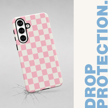 Pink Checkerboard Samsung Tough Phone Case - BACHGEARS