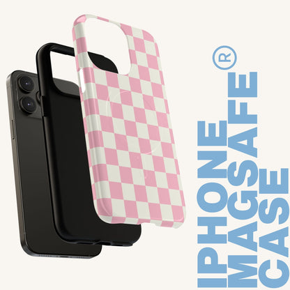 Pink Checkerboard Tough Magnetic Phone Case - BACHGEARS