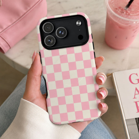 Pink Checkerboard Tough Magnetic Phone Case - BACHGEARS