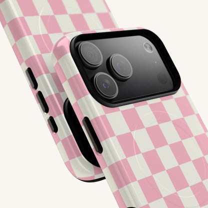 Pink Checkerboard Tough Magnetic Phone Case - BACHGEARS