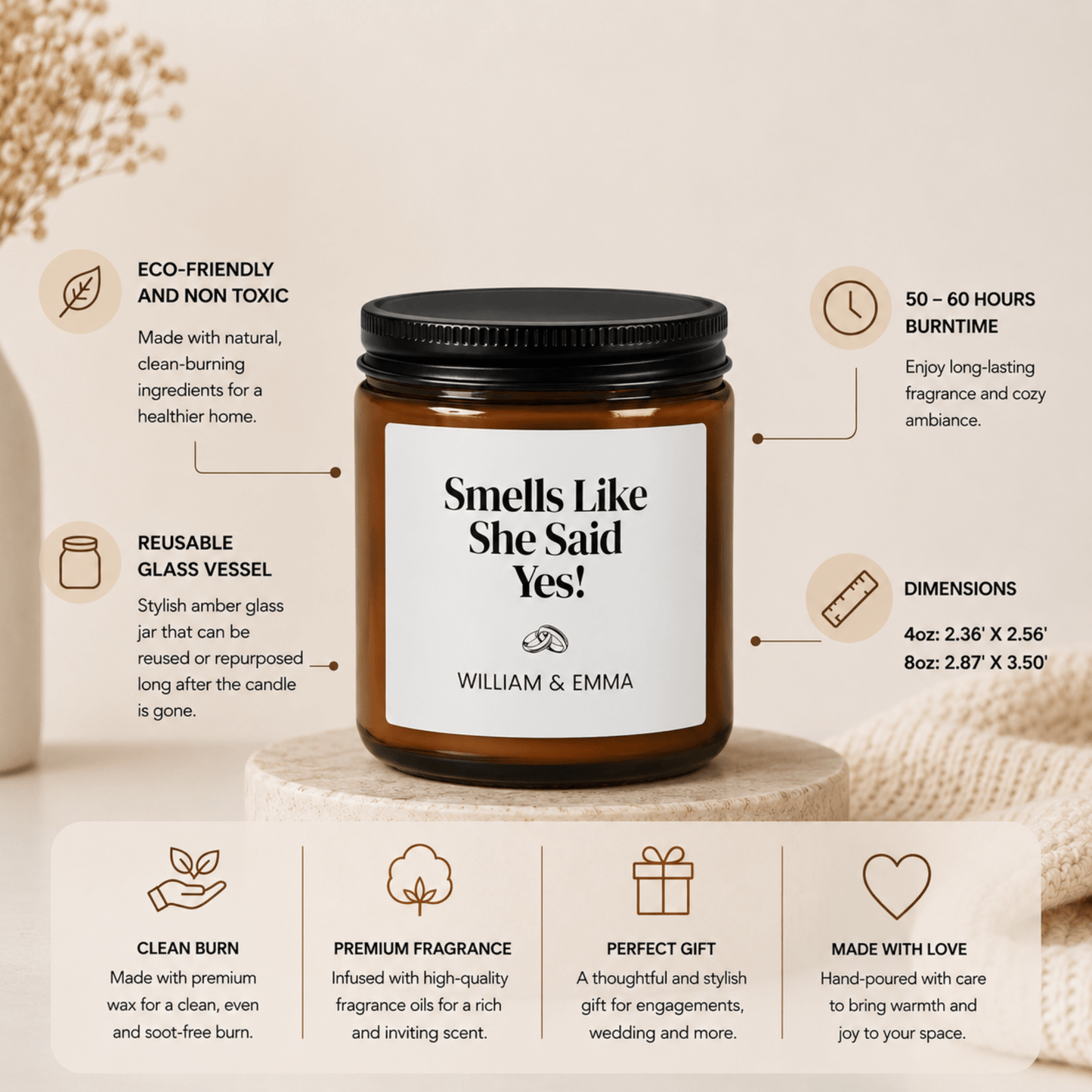 Smells Like She Said Yes Scented Soy Candle | Custom Candle - BACHGEARS