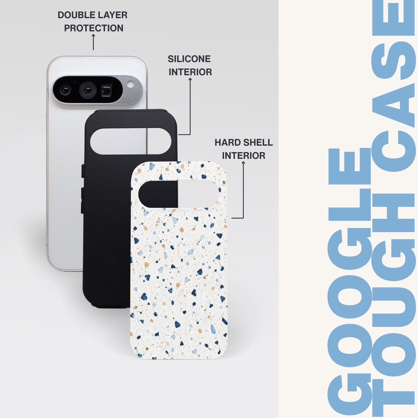 White Terrazzo Google Pixel Tough Case - BACHGEARS