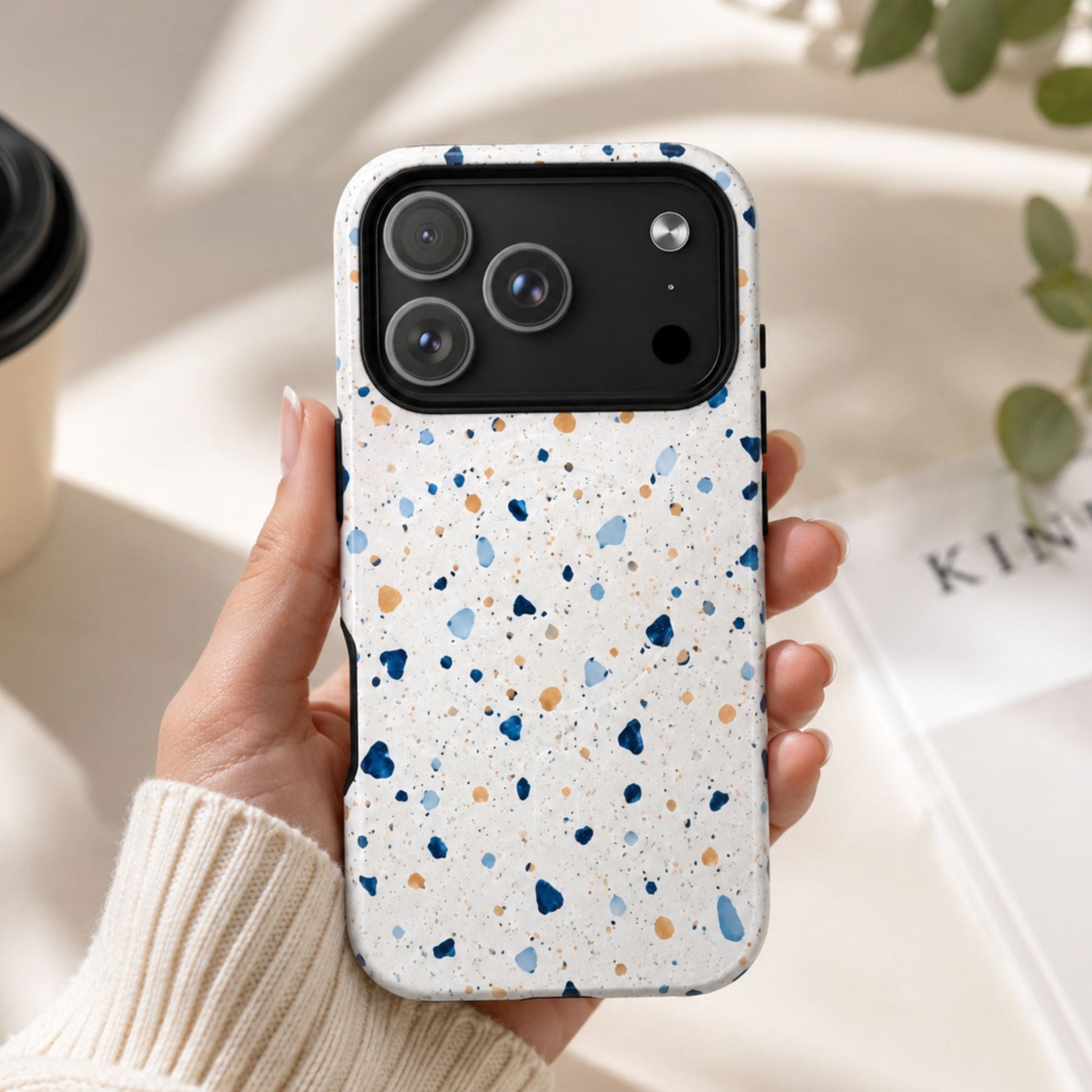 White Terrazzo MagSafe Tough iPhone Case - BACHGEARS
