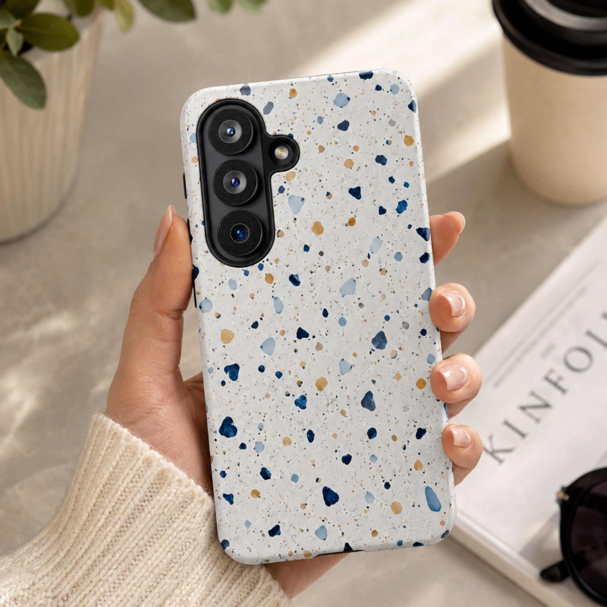 White Terrazzo Samsung Tough Case - BACHGEARS